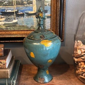 Vintage Moroccan Boho Ginger Jar Metal Container Vase